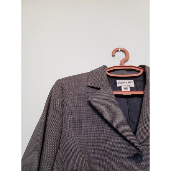 Pendleton Womens 10 Suit Jacket Wool Blend Blue Button Front Business Career - Picture 4 of 5